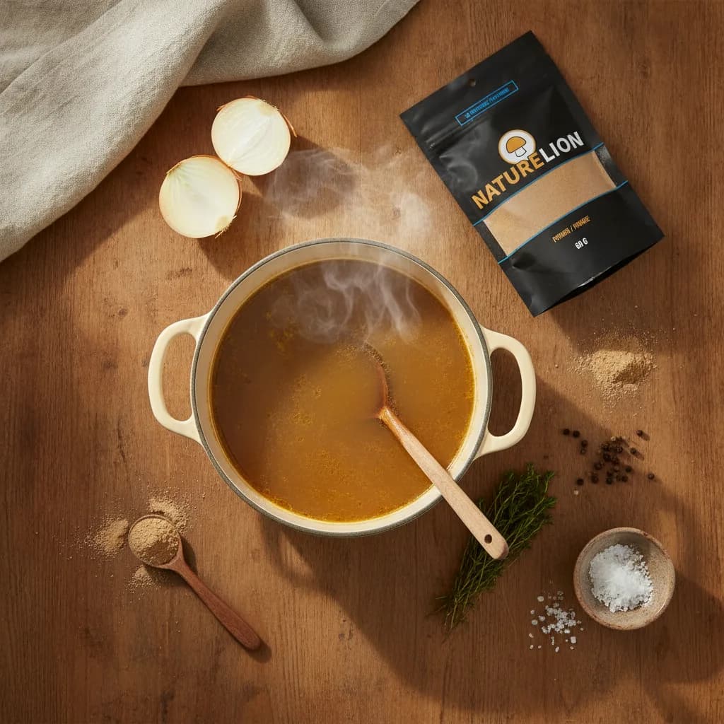 Mug of mushroom bone broth