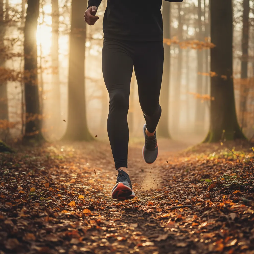 Trail running at sunrise — cordyceps is researched for athletic performance