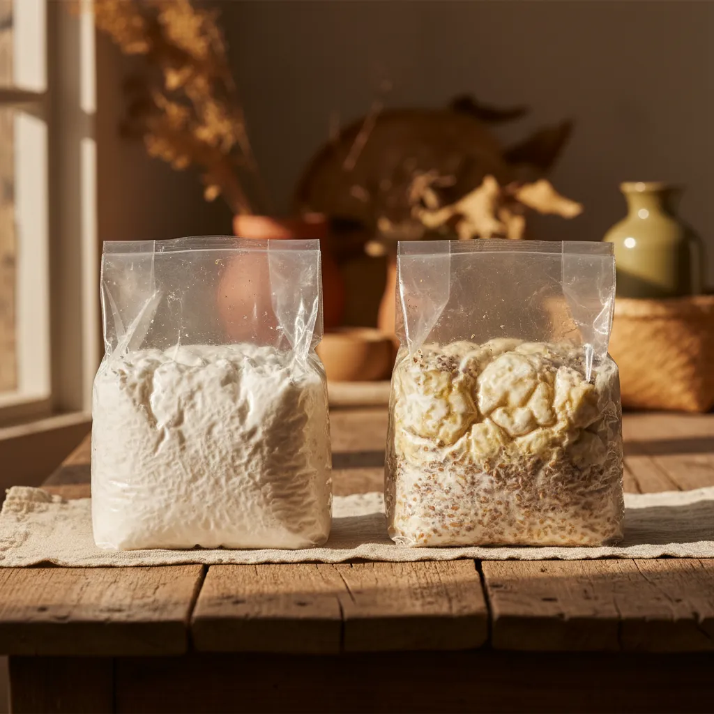 Fresh versus aging spawn — visual comparison helps assess viability